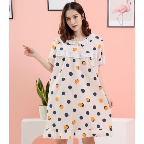 Loose Nightgown Women Sleepwear Dress Summer New Lace cotton Nightgown Pink Nightdress Oversized homewear