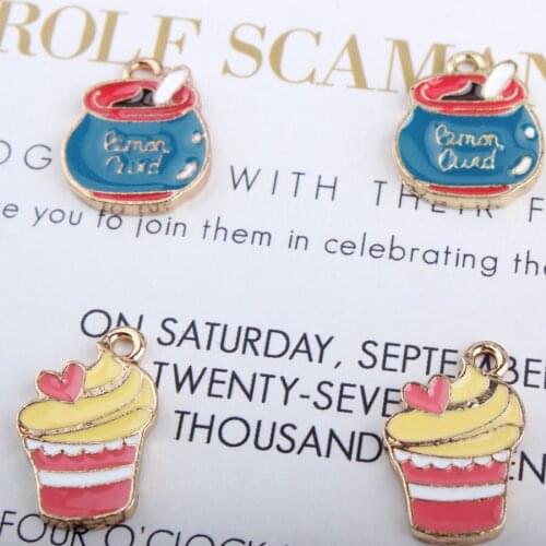 DIY Korean enamel alloy metal dangle honey jam jar cake cupcake charms fit bracelet necklace pendant for jewelry accessories