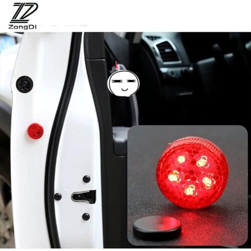 ZD Car Door Warning Signal Crash Strobe Light 5 LED Stickers For Ford Focus 2 3 Fiesta Mondeo Ranger Kuga Seat Leon Ibiza Lexus