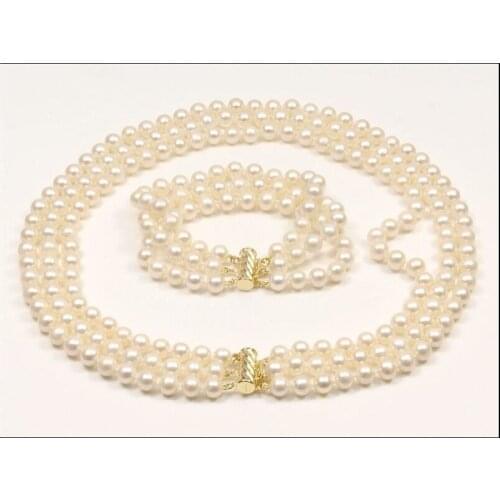 Selling Jewelry>>>Fashion Handmade 10mm Real Yellow South Sea Shell Pearl Necklace Bracelet Set