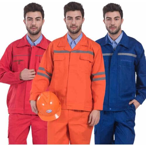 Working Clothing Mens Long-sleeve Reflective Uniform Auto Repair Miner Mechanical Welding Suits Porter Durable Worker Coveralls