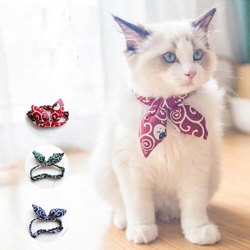 Adjustable Pet Dog Cotton Bandana Puppy Scarf Japanese Style Dog Cat Bow Tie Pet Grooming Accessories High Quality Pet Supplies