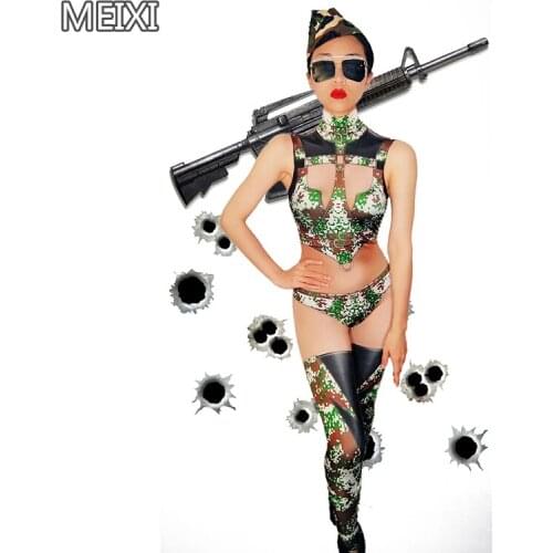 Sexy and handsome camouflage suit always concert singer and dancer costume