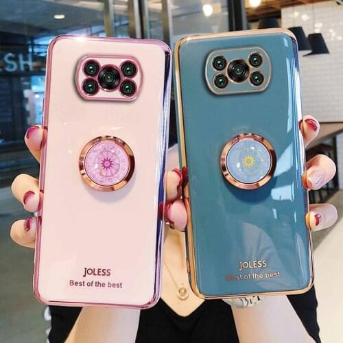 Luxury Plating Silicone Ring Holder Phone Case For Xiaomi Mi Poco M3 X3 Nfc X3 Pro F3 M2 Pro F2 Pro X2 Phone Holder Stand Cover