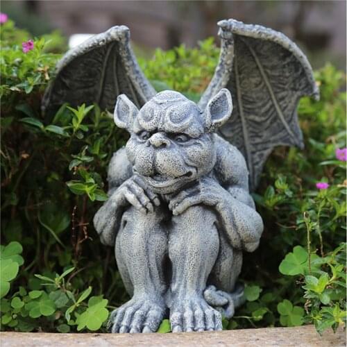 Resin Statue Garden Guardian Sculptures Figurine Medieval Gothic Indoor Outdoor Yard Garden Decor Statue E7