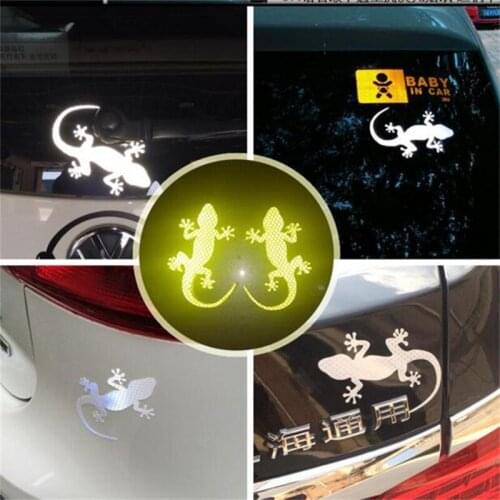2Pcs Car Reflective Sticker Safety Warning Mark Cars Auto Exterior Accessories Night Driving Warning Gecko Strip Light Reflector