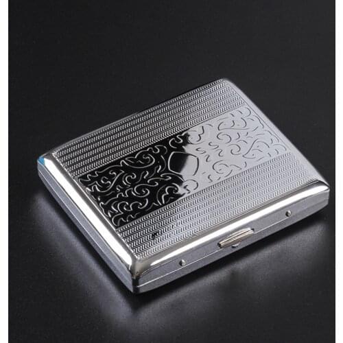Ultra Thin Cigarette Case Metal Double Sided Spring Clip Open Retro Tobacco Scroll Box Metal-Plated Cigarette Case Box