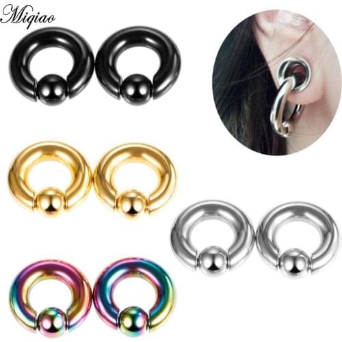 Miqiao 1pcs Stainless Steel Ear Piercing Weights Stretcher Expander 1.2-10mm Ear Gauge BCR Ball Closure Nose Septum Ring Jewelry