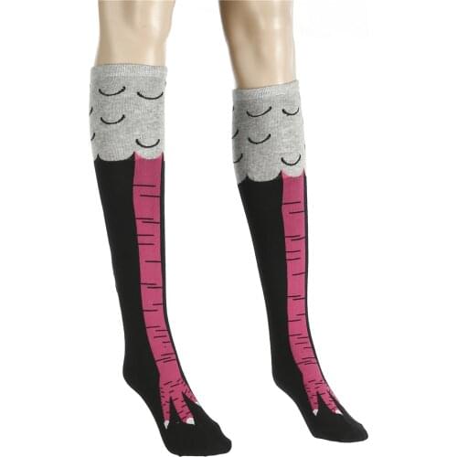 High Quality Creative Chicken Women Over the Knee Socks Cartoon Cotton Chicken Claw Ladies 3D Print Funny Animal High Socks