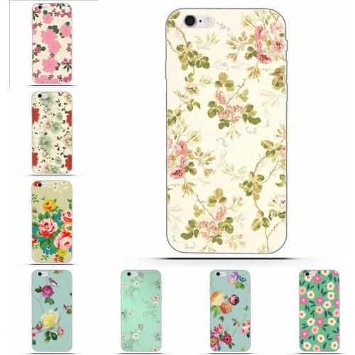 Wexoeq TPU Original Pretty Pastel Pink Floral Vintage For Galaxy Alpha Core Prime Note 4 5 8 S3 S4 S5 S6 S7 S8 S9 mini edge Plus