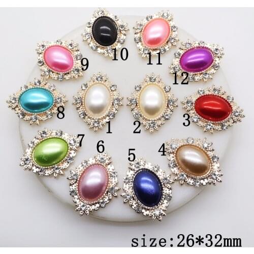 YWXINXI Charms The New 10Pcs 26*32mm Oval pearl Alloy DIY rhinestones pearl Wedding decoration accessories free delivery mix