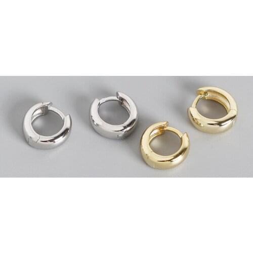 YPAY 100% Real 925 Sterling Silver Hoop Earrings for Women Europe INS Geometric Smooth Circle Brinco Jewelry YME896