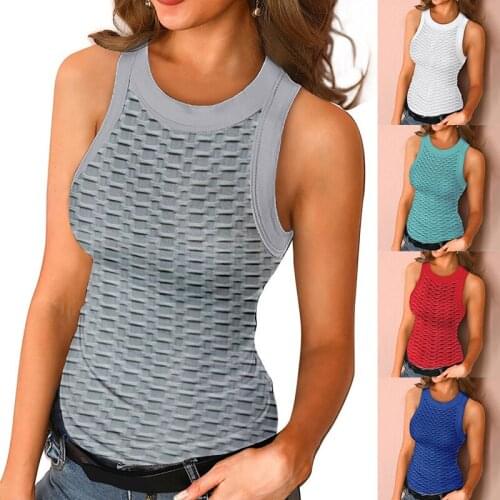 2021 New Summer Womens Tube Top Breathable Elasticity Sleeveless Knitted Plaid Vest Casual Fitness Slim Solid Color Tank Tops