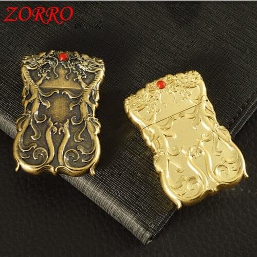 Zorro 2021 New High QualityChinese dragon Metal grinding wheel kerosene lighter Classic windproof Men Ignition Tool Accessories