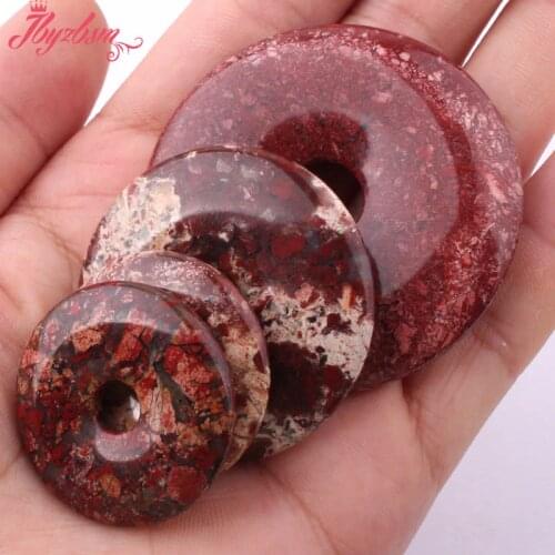 30,40,50mm Natural Donut Round Multicolor Jaspe Gem Stone Beads 1 Pcs For DIY Necklace Jewelry Making,Wholesale Free Shipping