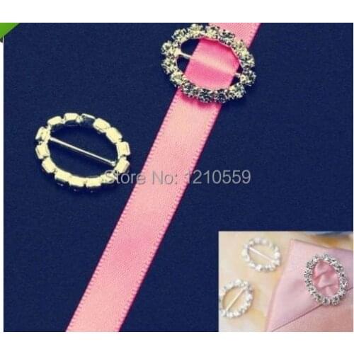 10 Pieces Ellipse Oval Silver Rhinestone Buckle Invitations Ribbon Slider Bar Size 10mm