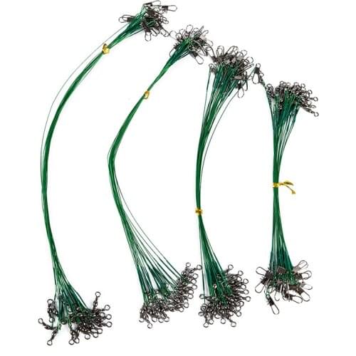 20PCS Anti Bite Steel Fishing Line Steel Wire Leader With Swivel Fishing Accessory Lead Core Leash Fishing Wire 15CM-50CM