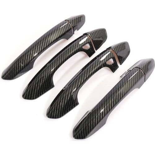 4pcs Handle Cover ABS Carbon Fiber Door For 2015-2020 Ford Mustang Outer