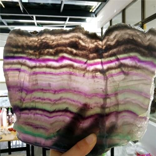 600g-2kgs Large Natural Fluorite Crystal Slab Fluorite Quartz Crystal Stones Slicet Healing Crystals Home Decoration 1 pc