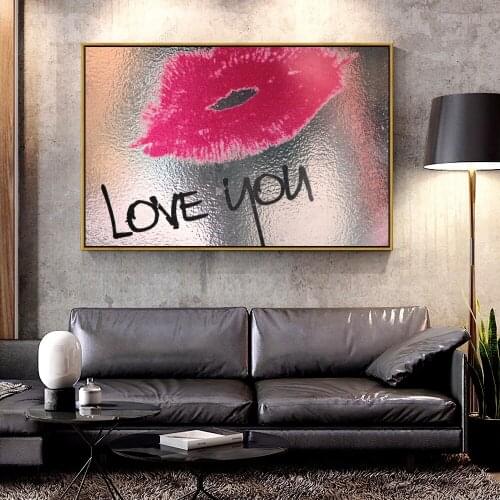 Artcozy Oil Canvas Painting love you lip For Home Decoration Wall Art