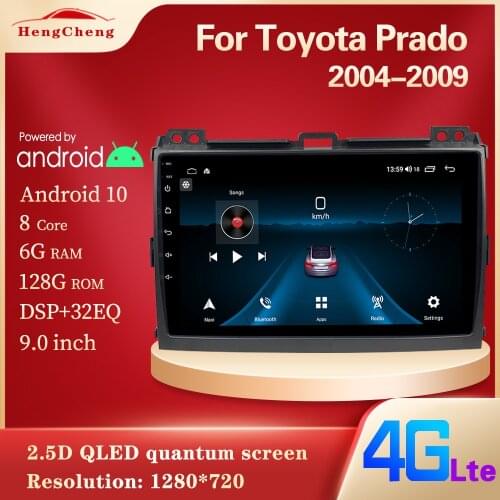 For Toyota Land Cruiser Prado 120 2004-2009 Car smart multimedia video player GPS navigation radio Android 10 Carplay