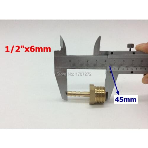 Free shipping copper fitting 6mm Hose Barb x 1/2" inch male BSP Length 45mm Brass Barbed Fitting Coupler Connector Adapter