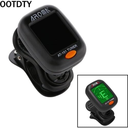 OOTDTY AT101 Tuner Clip-On Digital For Acoustic Electric Guitar Bass Violin Fancy Black