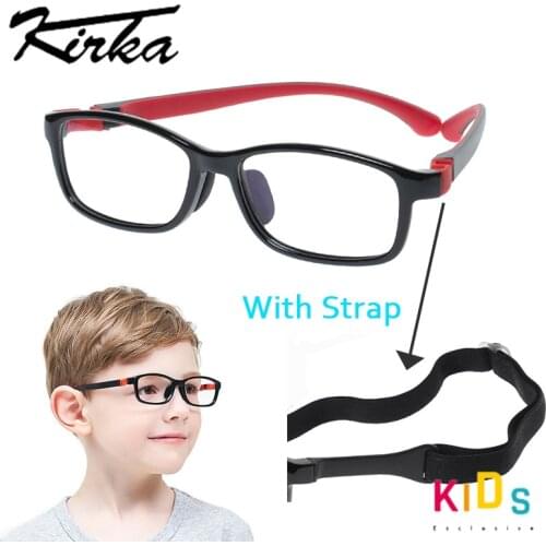 Kirka Optical Children Glasses Frame TR90 Kids Silicone Glasses Strap Eyeglass Frames Children Flexible Glasses Boys Myopia