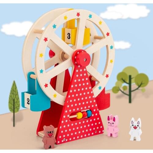 Childrens Manual Rotating Ferris Wheel Wooden Toy Parent-child Interaction Early Education Puzzle Building Block Toy Gifts