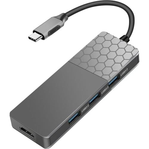 AU42 -USB C HUB Type-C Docking Station 7 in 1 4K HDMI-Compatible+USB3.0+PD+TF for iPad Pro 2018/ Air/Hua Wei Matebook