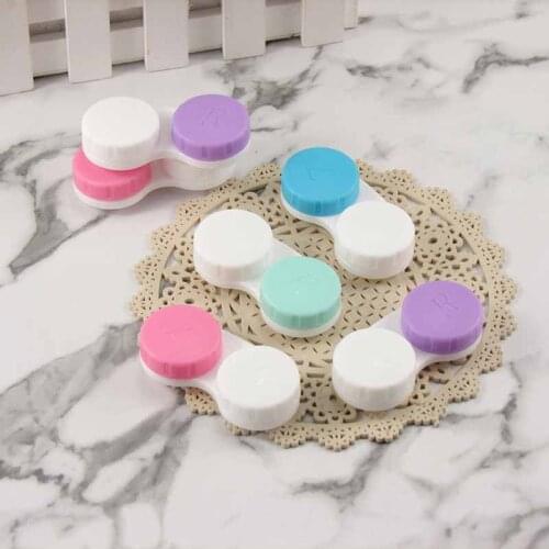 Two-color Contact Lens Box New Mini Portable L+R Contact Lens Case Eyes Contacts Care Container Box Contact Lenses Storage Box