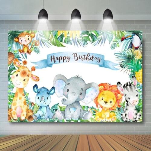 Safari Animals Backdrop, Boys Safari Birthday Party Banner, Wild ONE Jungle Animals Decor, Safari Baby Shower Cake Table Banner