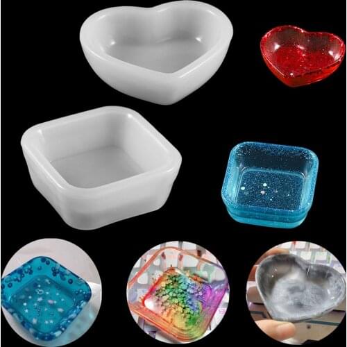 1pcs Silicone Mold Heart Square Molds Crafts Disc Plate Epoxy Resin Decorative Geometric Charm Molds for DIY Jewelry Making