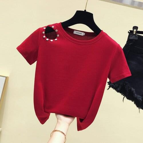 Cotton T-shirt Women Short Sleeve T-shirt 2020 Summer New Slim Matcha Green Leaking Clavicle Top All-match T Shirts Female Tops