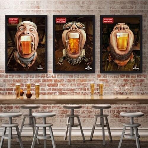 Nordic Canvas Funny Beer Bar Wall Art Canvas Painting Night Club Posters and Prints Decorative Picture Modern