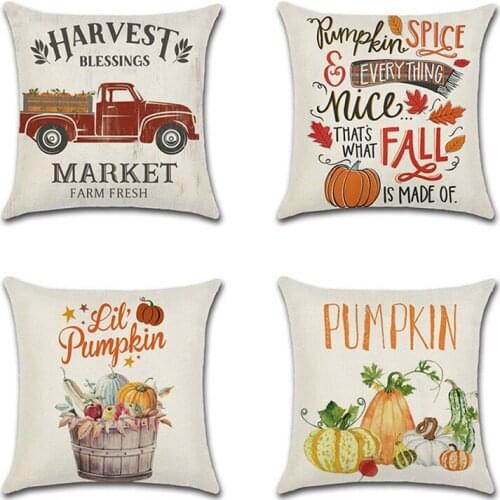 Happy Fall Pumpkin Car Printed pillow cushion cover kussenhoes Square Throw Pillowcase sofa home Thanksgiving Decor accessories