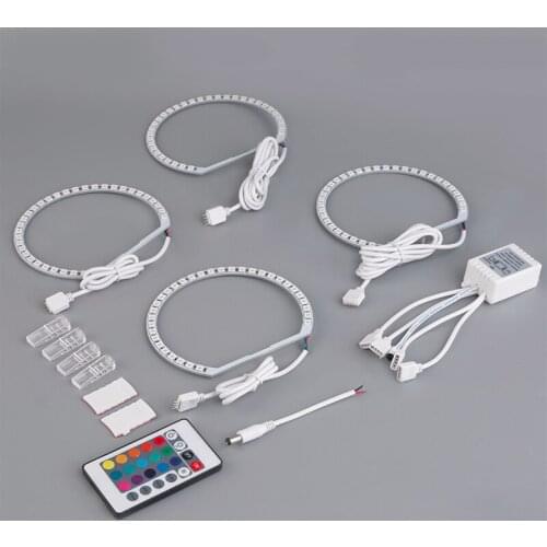 4Pcs RGB 131mm 5050 LED Angel Eye Ring Light with Remote Control for BMW E36 E38 E39 E46 TD326