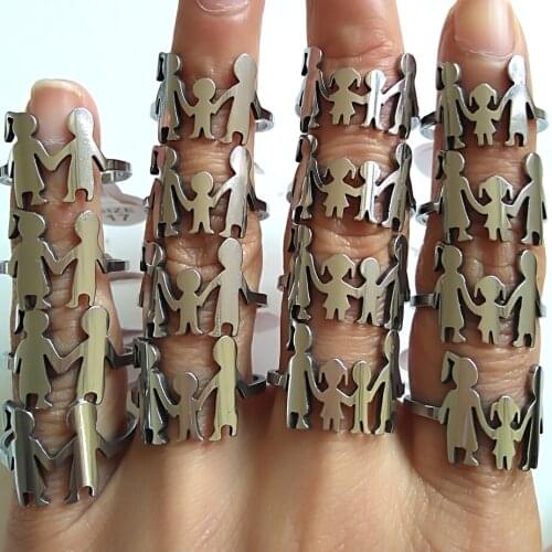 30pcs Family Numbers Lovers Stainless Steel Silver Rings Good Finish Smooth Finger Ring Mom Dad Girl Son Warm Love Jewelry