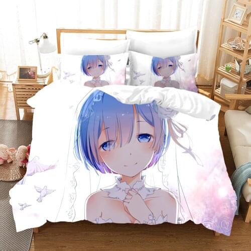 Life in a different world from zero Bedding Set Anime Duvet Cover Sets Comforter Bed Linen Twin Queen King Single Size Dropship