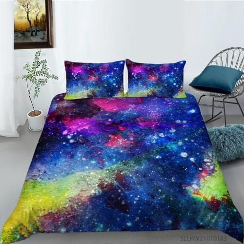 Blue Starry Sky Printing Bedding set Quilt cover with Pillowcases Single Full Queen King sizes Drop shipping 2/3pcs