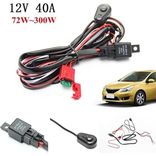2m Auto Car Cable Wiring Harness Kit with 40A 12V ON/OFF Fuse Relay Switch for 2 LED Light Bar Fog Light