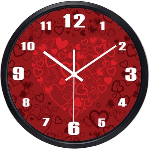Red Hearts Wedding New Home Wall Clock, Brief Design Lovely Hot Silent 10Years assured Clock