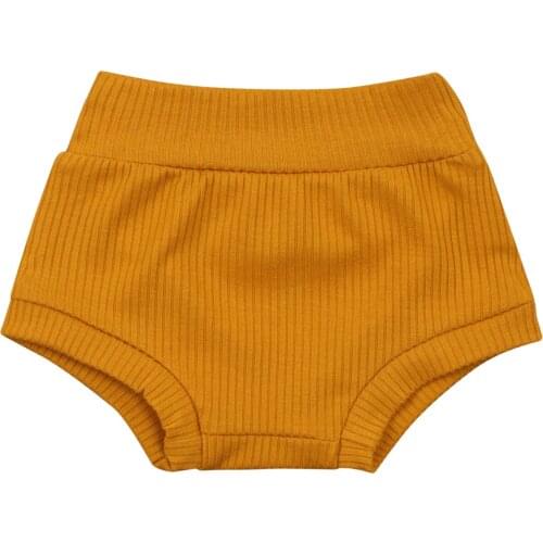 Baby Summer Outfit Toddlers Solid Color Ribbed High Waist Elastic Shorts Unisex Home Briefs for Boys Girls
