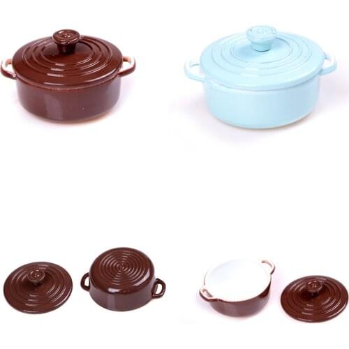 1:12Scale Dollhouse Miniature Kitchen Utensils Cooking Ware Mini Pot Boiler Pan with Lid Doll house Accessories Play Kitchen Toy