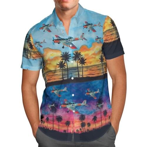Cool Plane 3D Beach Hawaiian 2021 Summer Mens Shirt Short Sleeve Shirt Streetwear Oversized 5XL Camisa Social Chemise Homme-191