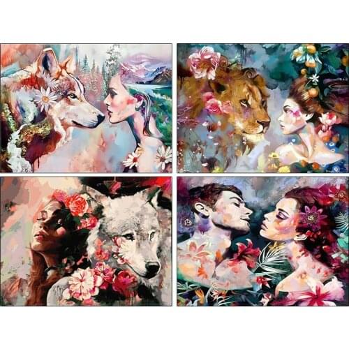 Paint By Number Girl animal Drawing On Canvas HandPainted Painting Art Gift DIY Pictures By Number Figure Kits Home Decor