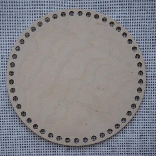 Set of 3pcs wooden bottomsround basket crochet basket 20cm