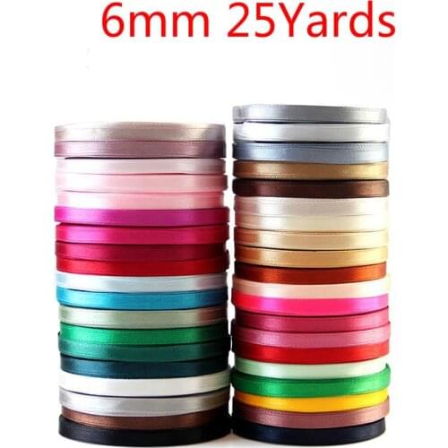 6mm 25 Yards Cheap Satin Ribbon Arts Crafts & Sewing 22 Meters White Black Blue Purple Ribbon Handmade Diy Material Gift Wrap
