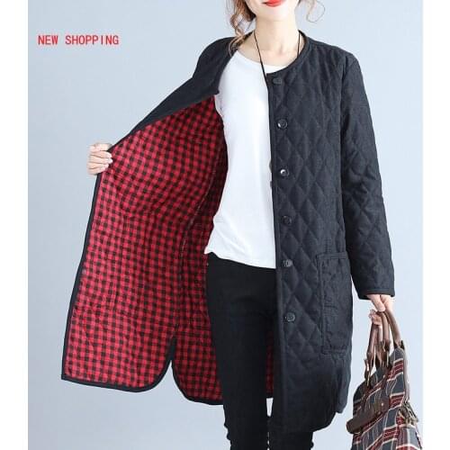 New Winter Women Cotton Padded Jacket Black Long Parkas Female Thick Keep Warm Coat Casual Large Size Outerwear Elegant Vestidos
