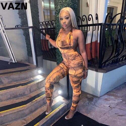 VAZN 2020 New Special Joker Parity Retro Sexy Club Soft Young Tank Sleeve Bodysuits Group Long Pants Women Skinny 2 Piece Set